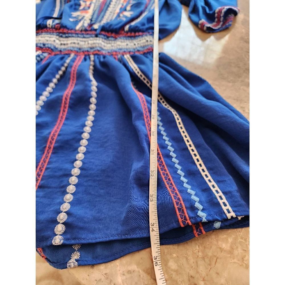 Parker royal blue boho embroidered drop waist dress tunic size small - Picture 7 of 9